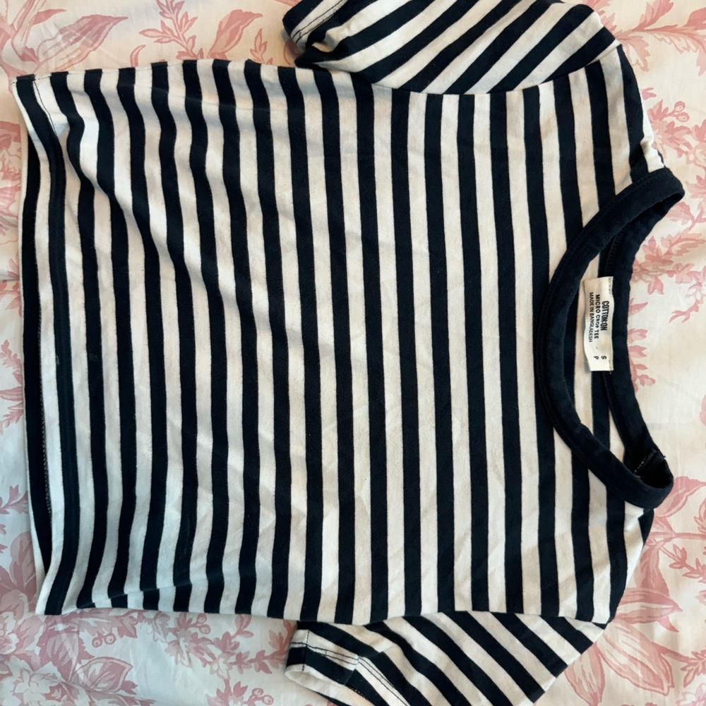 Cotton On Navy and White Striped Tee